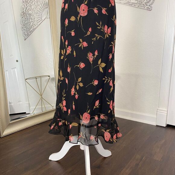 Vintage 90s Witchy Whimsygoth Black Mesh Asymmetric Midi Maxi Skirt 10 P - Picture 3 of 8